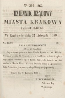 Dziennik Miasta Krakowa i Jego Okręgu. 1850, nr 261-262