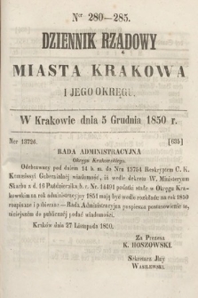 Dziennik Miasta Krakowa i Jego Okręgu. 1850, nr 280-285