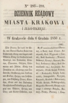 Dziennik Miasta Krakowa i Jego Okręgu. 1850, nr 286-288