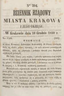 Dziennik Miasta Krakowa i Jego Okręgu. 1850, nr 294