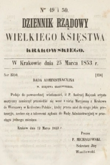 Dziennik Rządowy Wielkiego Księstwa Krakowskiego. 1853, nr 49-50