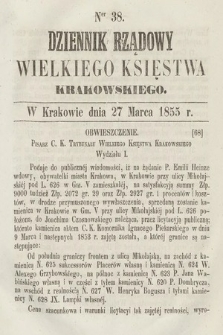 Dziennik Rządowy Wielkiego Księstwa Krakowskiego. 1855, nr 38