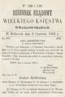 Dziennik Rządowy Wielkiego Księstwa Krakowskiego. 1853, nr 109-110