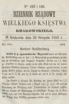 Dziennik Rządowy Wielkiego Księstwa Krakowskiego. 1853, nr 165-166