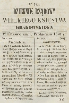 Dziennik Rządowy Wielkiego Księstwa Krakowskiego. 1853, nr 199