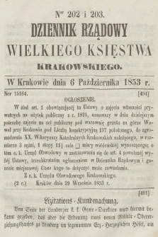 Dziennik Rządowy Wielkiego Księstwa Krakowskiego. 1853, nr 202-203