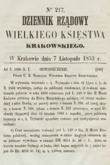 Dziennik Rządowy Wielkiego Księstwa Krakowskiego. 1853, nr 217