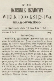Dziennik Rządowy Wielkiego Księstwa Krakowskiego. 1853, nr 238