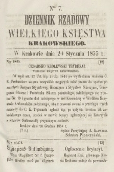 Dziennik Rządowy Wielkiego Księstwa Krakowskiego. 1855, nr 7