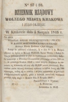 Dziennik Rządowy Wolnego Miasta Krakowa i Jego Okręgu. 1846, nr 87-88