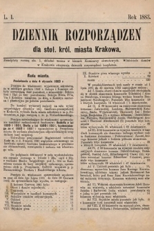 Dziennik Rozporządzeń dla Stoł. Król. Miasta Krakowa. 1883, L. 1