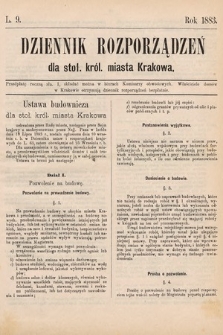 Dziennik Rozporządzeń dla Stoł. Król. Miasta Krakowa. 1883, L. 9