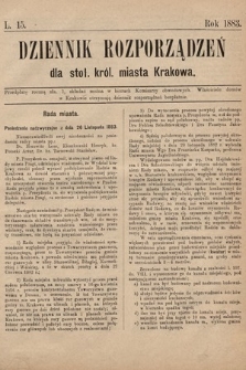 Dziennik Rozporządzeń dla Stoł. Król. Miasta Krakowa. 1883, L. 15
