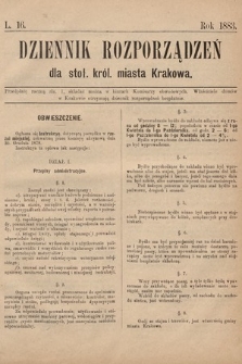 Dziennik Rozporządzeń dla Stoł. Król. Miasta Krakowa. 1883, L. 16
