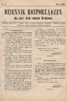 Dziennik Rozporządzeń dla Stoł. Król. Miasta Krakowa. 1886, L. 4
