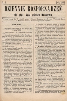Dziennik Rozporządzeń dla Stoł. Król. Miasta Krakowa. 1886, L. 9