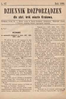 Dziennik Rozporządzeń dla Stoł. Król. Miasta Krakowa. 1886, L. 27