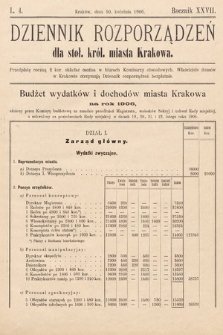 Dziennik Rozporządzeń dla Stoł. Król. Miasta Krakowa. 1906, L. 4