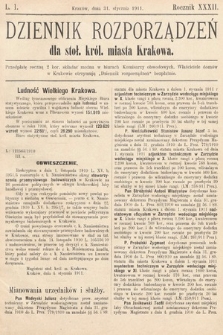 Dziennik Rozporządzeń dla Stoł. Król. Miasta Krakowa. 1911, L. 1