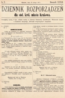 Dziennik Rozporządzeń dla Stoł. Król. Miasta Krakowa. 1911, L. 2