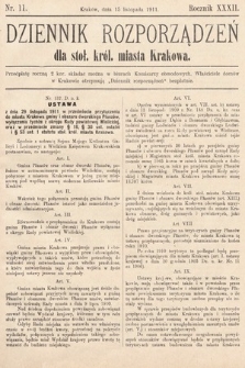 Dziennik Rozporządzeń dla Stoł. Król. Miasta Krakowa. 1911, L. 11
