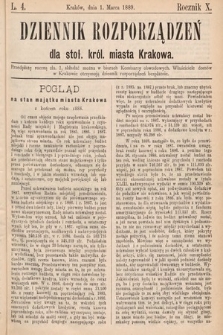 Dziennik Rozporządzeń dla Stoł. Król. Miasta Krakowa. 1889, L. 4