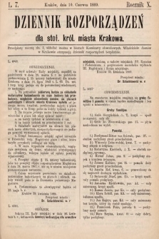 Dziennik Rozporządzeń dla Stoł. Król. Miasta Krakowa. 1889, L. 7