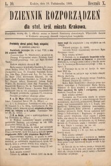 Dziennik Rozporządzeń dla Stoł. Król. Miasta Krakowa. 1889, L. 10