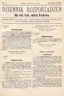 Dziennik Rozporządzeń dla Stoł. Król. Miasta Krakowa. 1912, nr 2
