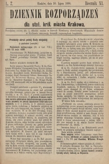 Dziennik Rozporządzeń dla Stoł. Król. Miasta Krakowa. 1890, L. 7