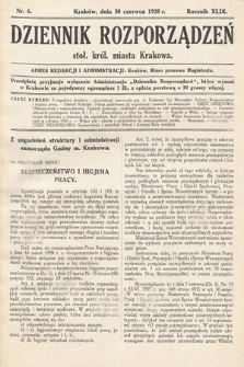 Dziennik Rozporządzeń dla Stoł. Król. Miasta Krakowa. 1928, nr 6