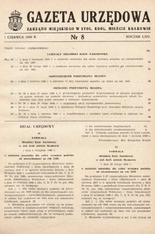 Gazeta Urzędowa Zarządu Miejskiego w Stoł. Król. Mieście Krakowie. 1949, nr 8