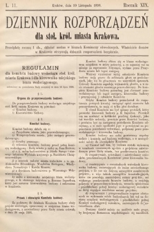 Dziennik Rozporządzeń dla Stoł. Król. Miasta Krakowa. 1898, L. 11