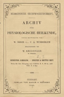 Archiv fur Physiologische Heilkunde. 1848, H. 2-3