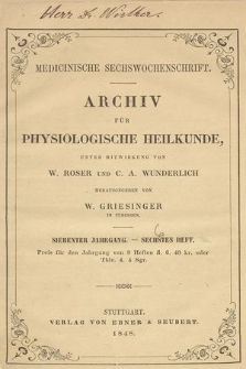 Archiv fur Physiologische Heilkunde. 1848, H. 6