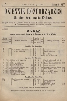 Dziennik Rozporzadzeń dla Stoł. Król. Miasta Krakowa. 1893, L. 7