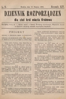 Dziennik Rozporzadzeń dla Stoł. Król. Miasta Krakowa. 1893, L. 8