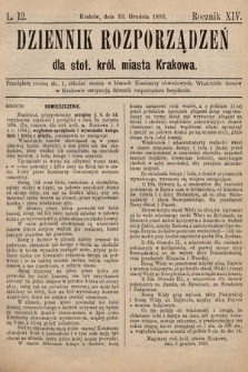 Dziennik Rozporzadzeń dla Stoł. Król. Miasta Krakowa. 1893, L. 12