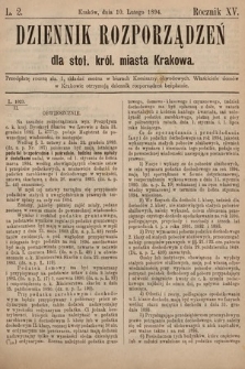 Dziennik Rozporzadzeń dla Stoł. Król. Miasta Krakowa. 1894, L. 2