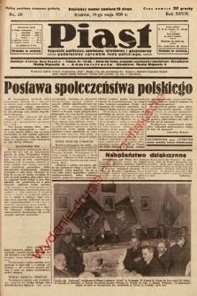 Piast : tygodnik polityczny, społeczny, oświatowy i gospodarczy poświęcony sprawom ludu polskiego. 1939, nr 20