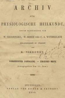 Archiv fur Physiologische Heilkunde. 1855, H. 2