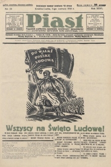Piast : tygodnik polityczny, społeczny, oświatowy i gospodarczy, poświęcony sprawom ludu polskiego. 1938, nr 23