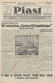 Piast : tygodnik polityczny, społeczny, oświatowy i gospodarczy, poświęcony sprawom ludu polskiego. 1938, nr 33