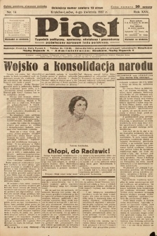 Piast : tygodnik polityczny, społeczny, oświatowy i gospodarczy poświęcony sprawom ludu polskiego. 1937, nr 14