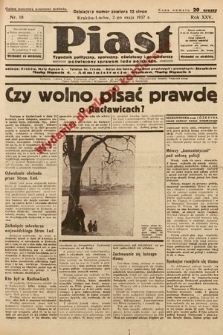 Piast : tygodnik polityczny, społeczny, oświatowy i gospodarczy poświęcony sprawom ludu polskiego. 1937, nr 18