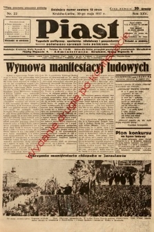 Piast : tygodnik polityczny, społeczny, oświatowy i gospodarczy poświęcony sprawom ludu polskiego. 1937, nr 22