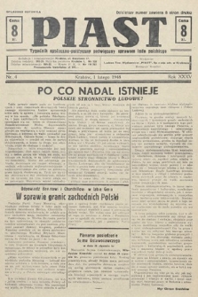 Piast : tygodnik społeczno-polityczny poświęcony sprawom ludu polskiego. 1948, nr 4