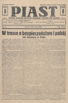 Piast : tygodnik społeczno-polityczny poświęcony sprawom ludu polskiego. 1948, nr 8