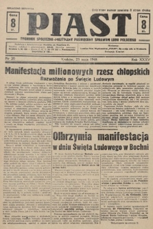 Piast : tygodnik społeczno-polityczny poświęcony sprawom ludu polskiego. 1948, nr 20