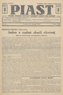Piast : tygodnik społeczno-polityczny poświęcony sprawom ludu polskiego. 1948, nr 33